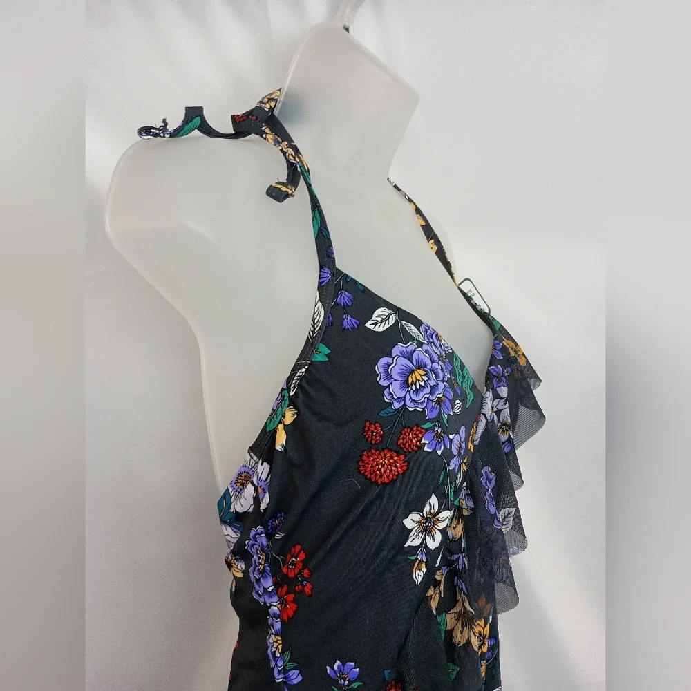 2/$30 NWT Coquette Ruffled Floral‎ Halter Sunmer Swimsuit (#1,389)